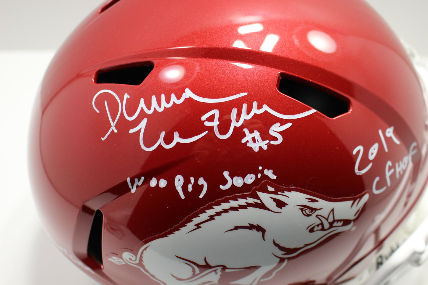 DARREN McFADDEN SIGNED ARKANSAS RAZORBACKS FULL SIZE HELMET wINSCs JSA