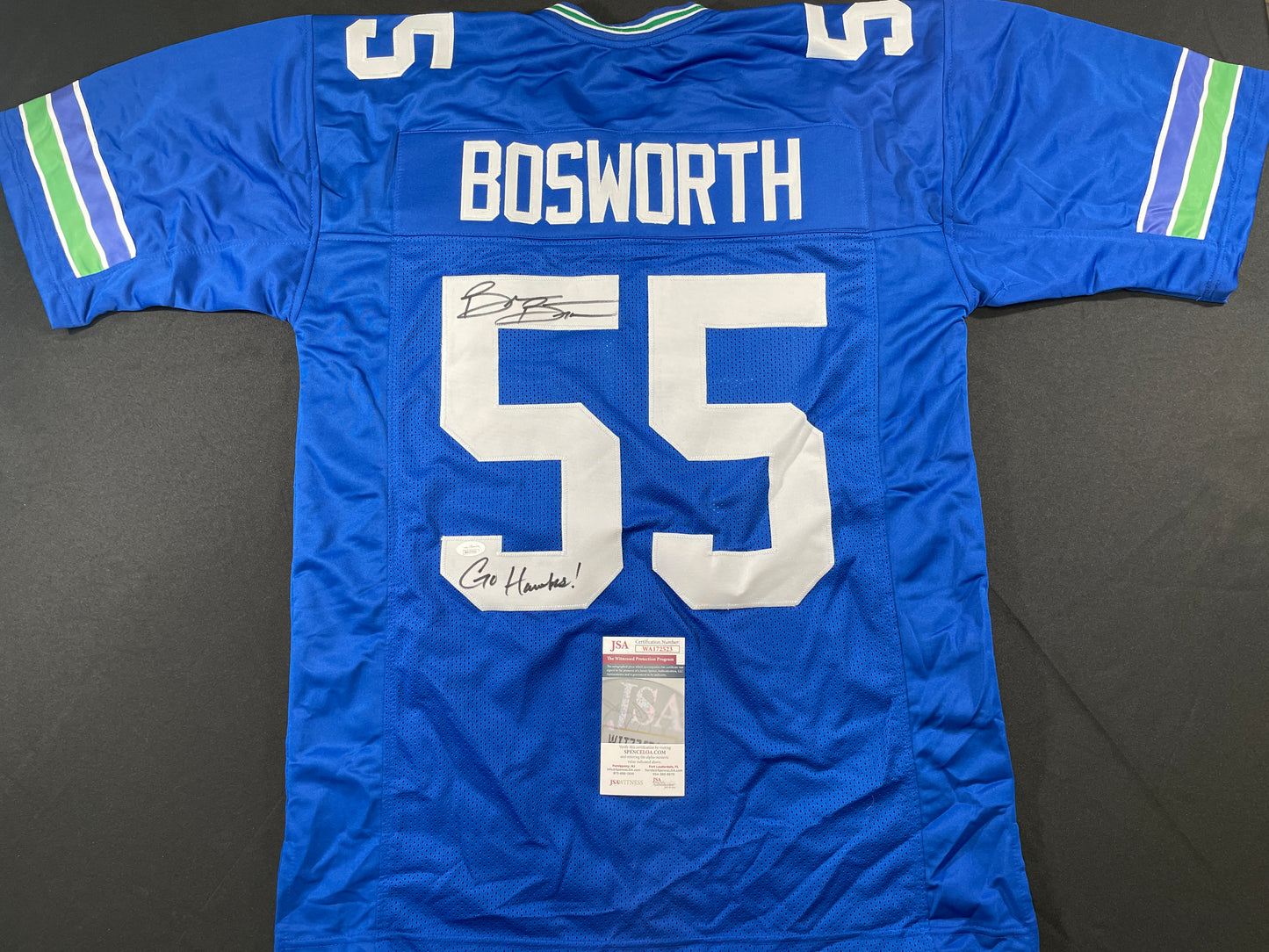 BRIAN BOSWORTH SEATTLE SEAHAWKS SIGNED JERSEY Oklahoma OU Sooners XL w/INSC JSA