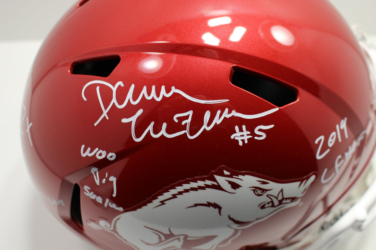 DARREN McFADDEN SIGNED ARKANSAS RAZORBACKS FULL SIZE HELMET wINSCs JSA