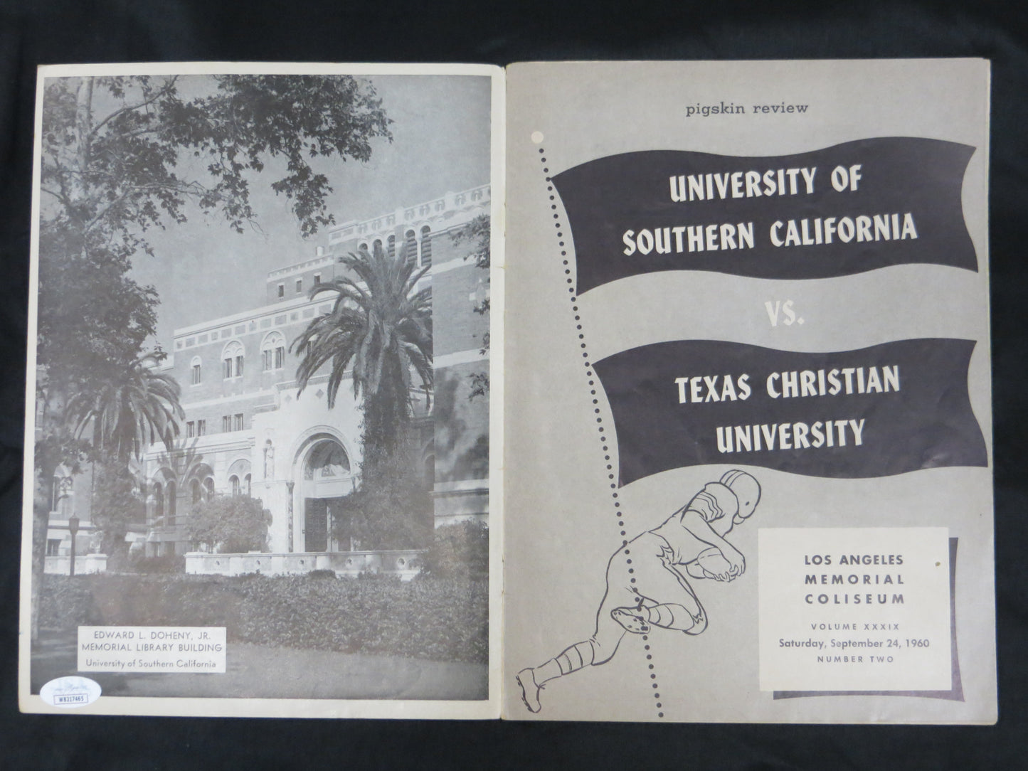BOB LILLY SIGNED TCU vs USC Game Program 9/24/1960 w/CHOF 81 JSA