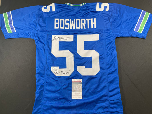 BRIAN BOSWORTH SEATTLE SEAHAWKS SIGNED JERSEY Oklahoma OU Sooners XL w/INSC JSA