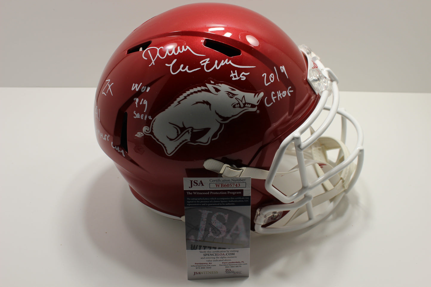 DARREN McFADDEN SIGNED ARKANSAS RAZORBACKS FULL SIZE HELMET wINSCs JSA