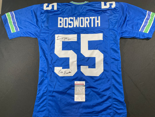BRIAN BOSWORTH SEATTLE SEAHAWKS SIGNED JERSEY Oklahoma OU Sooners XL w/INSC JSA