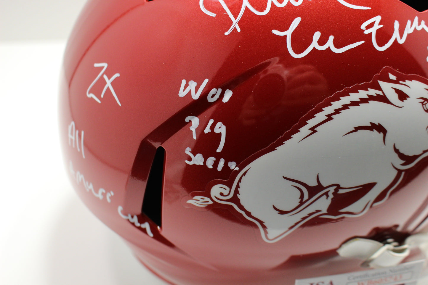 DARREN McFADDEN SIGNED ARKANSAS RAZORBACKS FULL SIZE HELMET wINSCs JSA