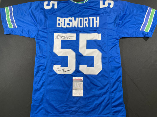 BRIAN BOSWORTH SEATTLE SEAHAWKS SIGNED JERSEY Oklahoma OU Sooners XL w/INSC JSA