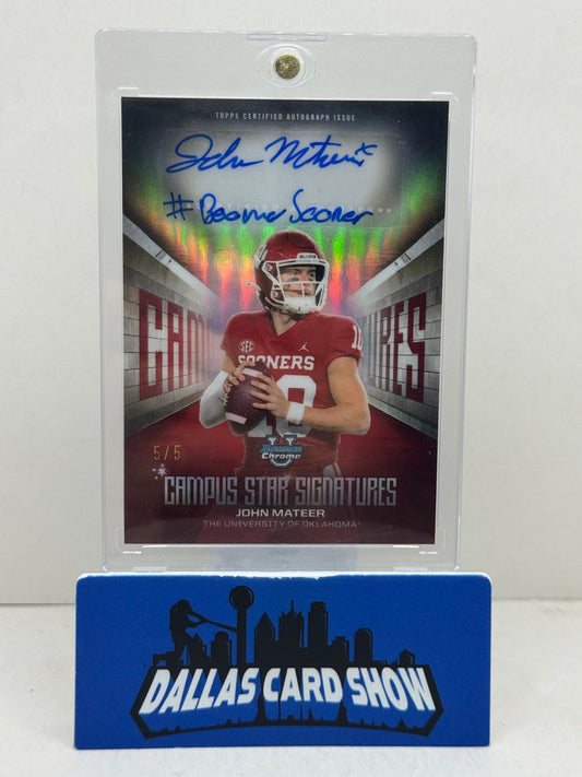 2025 Bowman U Chrome #CCS-JM John Mateer Campus Star Signatures Red /5 (Inscription)