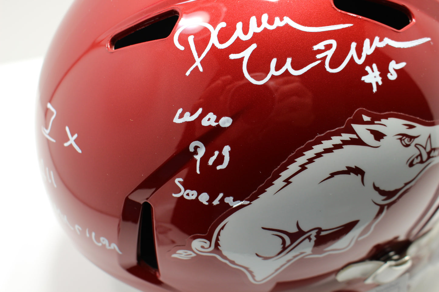 DARREN McFADDEN SIGNED ARKANSAS RAZORBACKS FULL SIZE HELMET wINSCs JSA