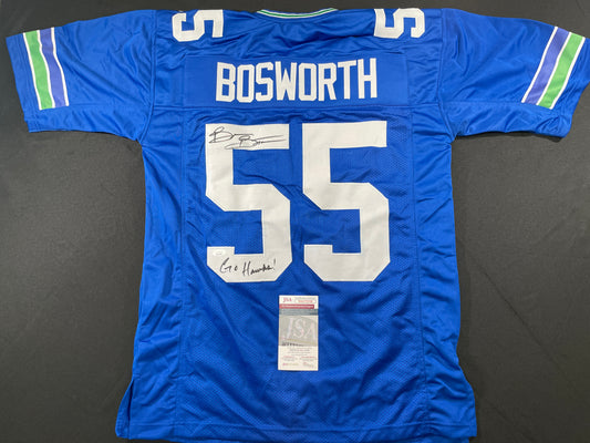BRIAN BOSWORTH SEATTLE SEAHAWKS SIGNED JERSEY Oklahoma OU Sooners XL w/INSC JSA