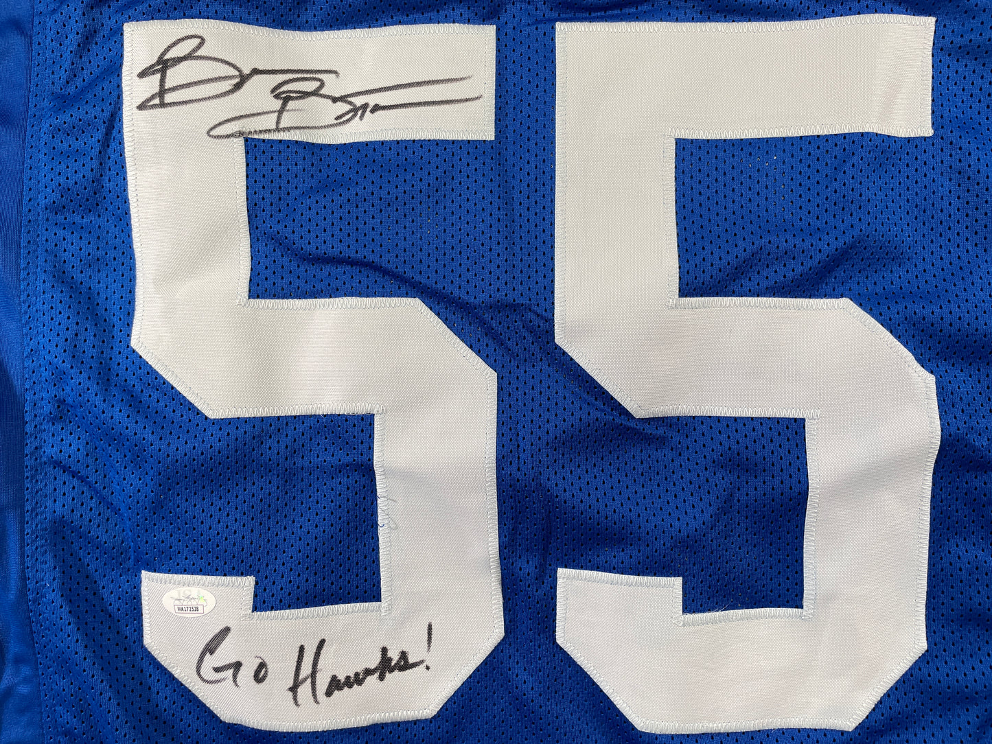 BRIAN BOSWORTH SEATTLE SEAHAWKS SIGNED JERSEY Oklahoma OU Sooners XL w/INSC JSA