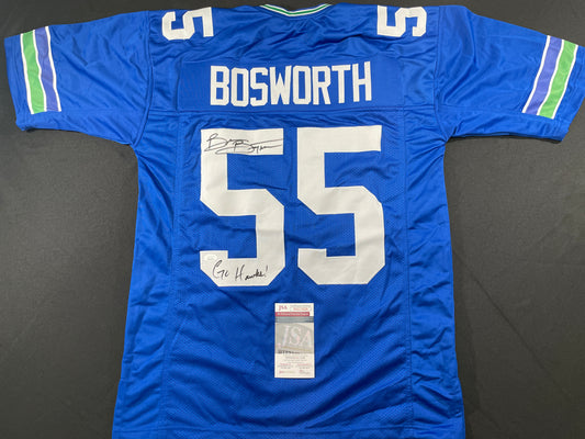 BRIAN BOSWORTH SEATTLE SEAHAWKS SIGNED JERSEY Oklahoma OU Sooners XL w/INSC JSA