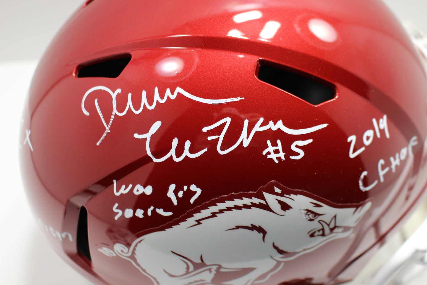 DARREN McFADDEN SIGNED ARKANSAS RAZORBACKS FULL SIZE HELMET wINSCs JSA