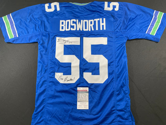 BRIAN BOSWORTH SEATTLE SEAHAWKS SIGNED JERSEY Oklahoma OU Sooners XL w/INSC JSA