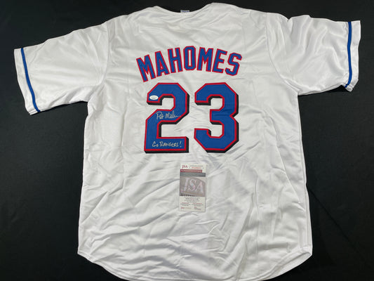 PAT MAHOMES SR. TEXAS RANGERS SIGNED JERSEY w/GO RANGERS XL JSA COA