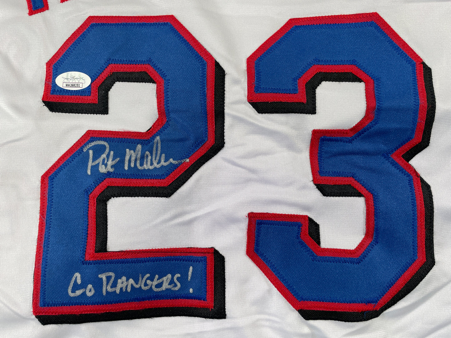 PAT MAHOMES SR. TEXAS RANGERS SIGNED JERSEY w/GO RANGERS XL JSA COA