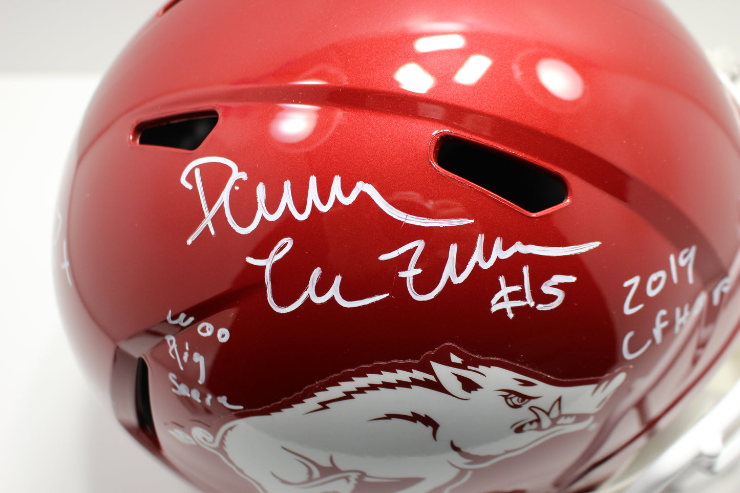 DARREN McFADDEN SIGNED ARKANSAS RAZORBACKS FULL SIZE HELMET wINSCs JSA