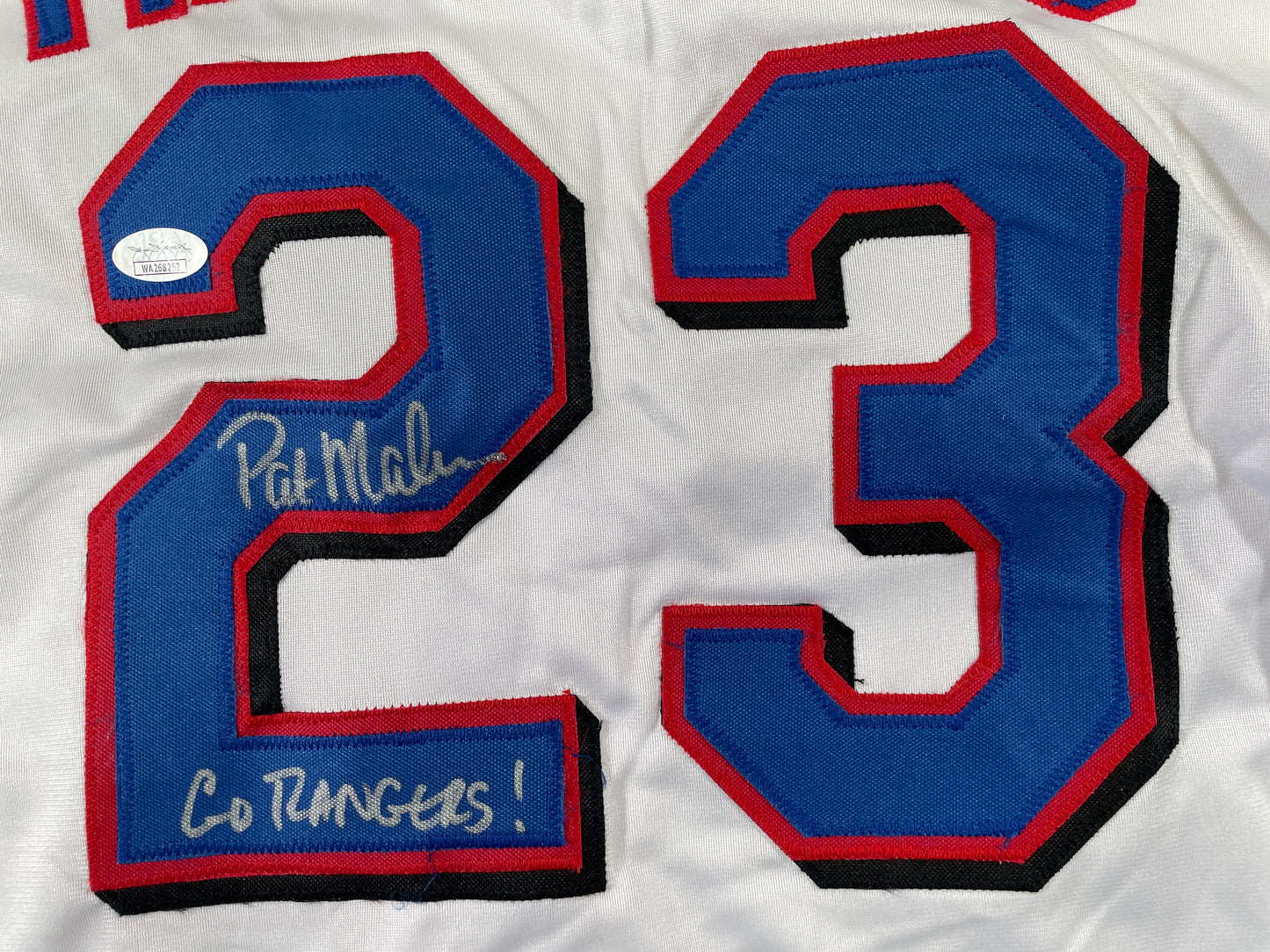 PAT MAHOMES SR. TEXAS RANGERS SIGNED JERSEY w/GO RANGERS XL JSA COA