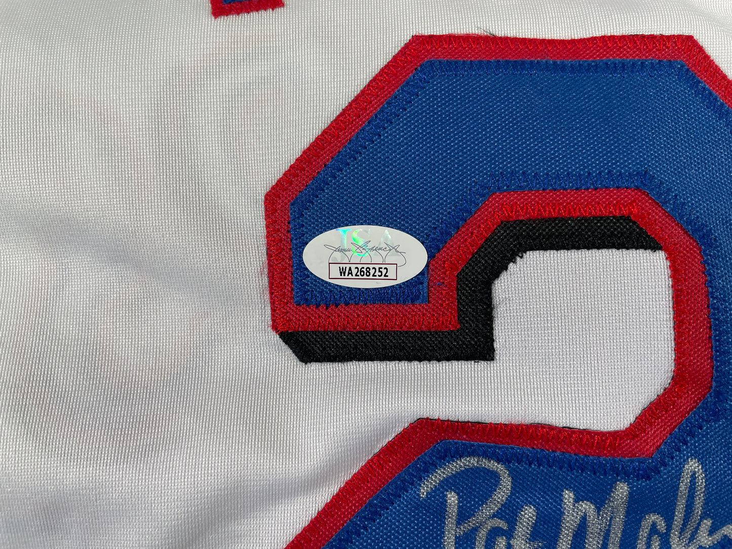 PAT MAHOMES SR. TEXAS RANGERS SIGNED JERSEY w/GO RANGERS XL JSA COA