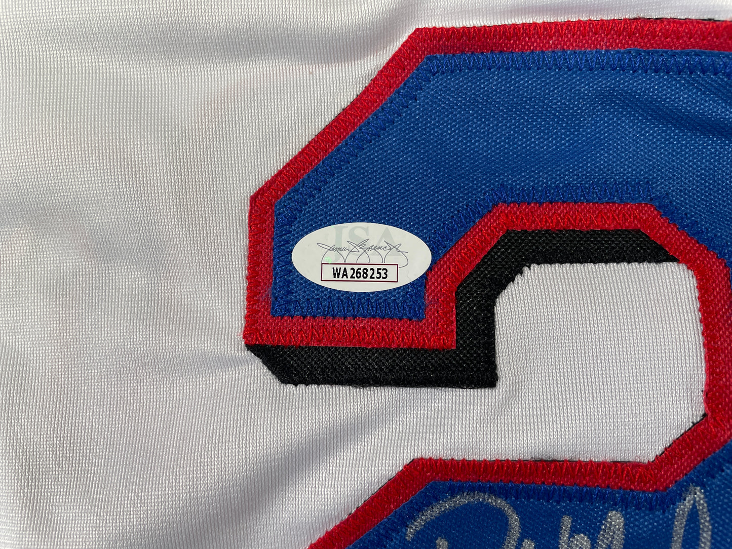 PAT MAHOMES SR. TEXAS RANGERS SIGNED JERSEY w/GO RANGERS XL JSA COA