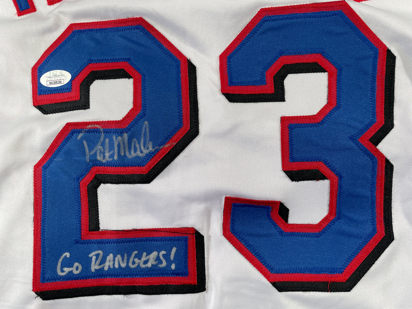 PAT MAHOMES SR. TEXAS RANGERS SIGNED JERSEY w/GO RANGERS XL JSA COA