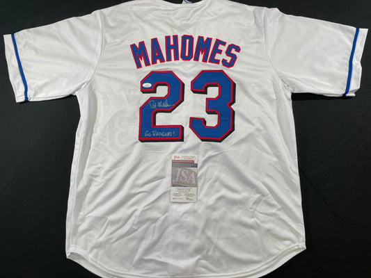 PAT MAHOMES SR. TEXAS RANGERS SIGNED JERSEY w/GO RANGERS XL JSA COA