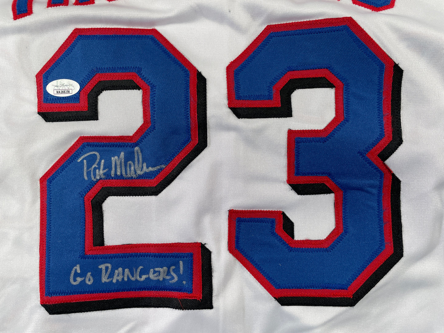 PAT MAHOMES SR. TEXAS RANGERS SIGNED JERSEY w/GO RANGERS XL JSA COA