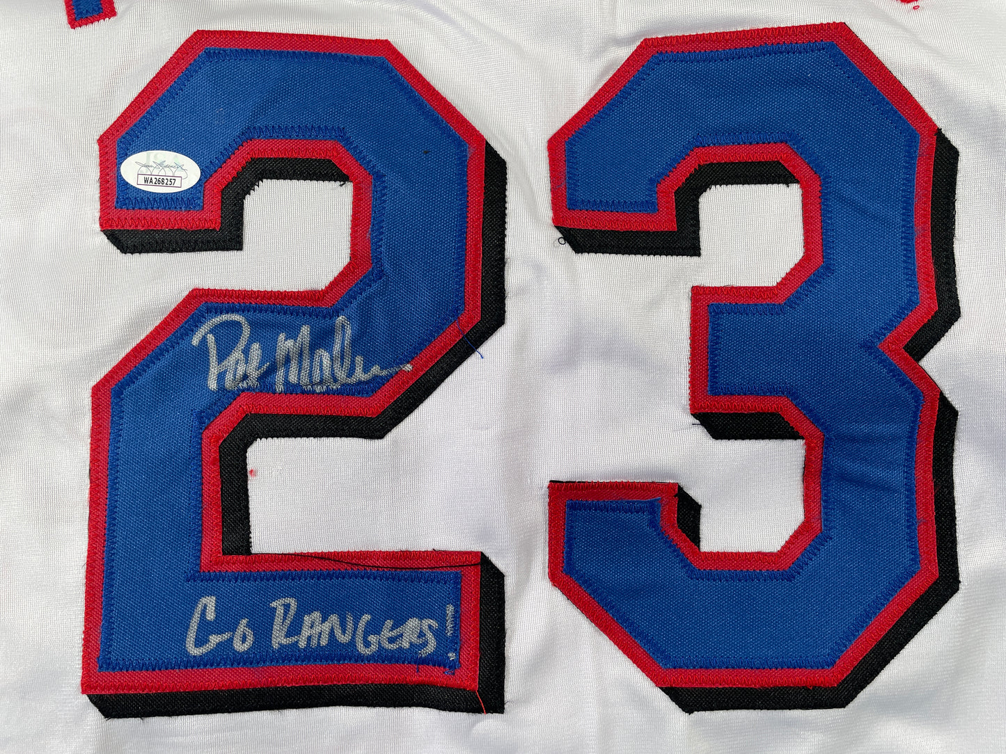 PAT MAHOMES SR. TEXAS RANGERS SIGNED JERSEY w/GO RANGERS XL JSA COA