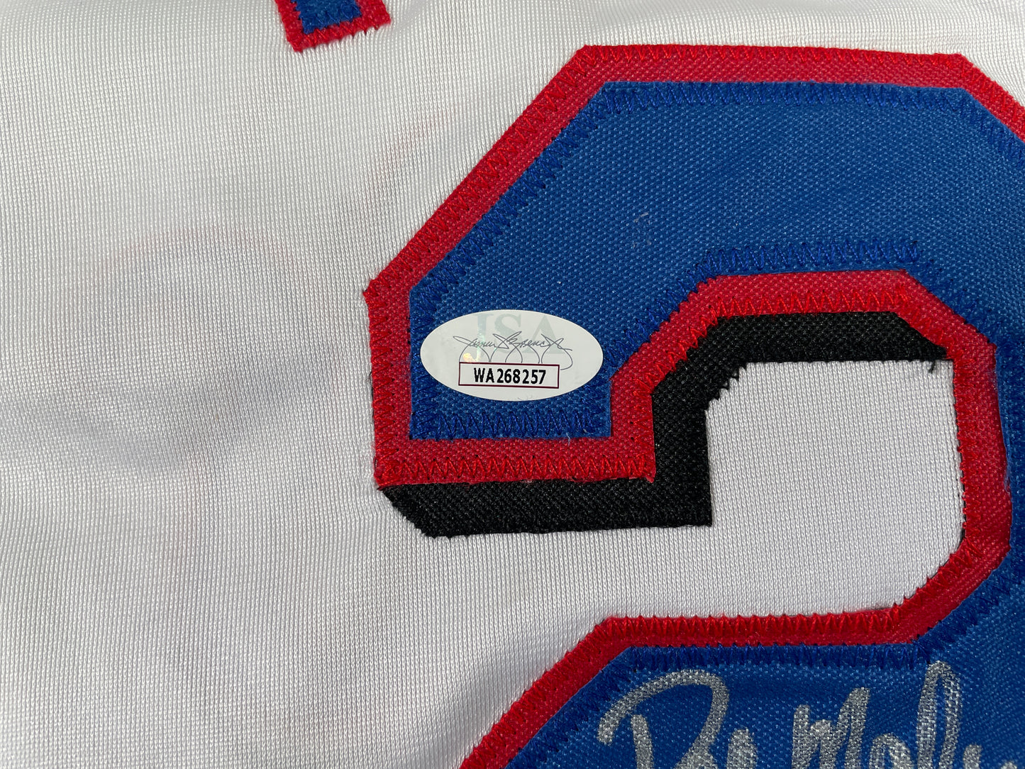 PAT MAHOMES SR. TEXAS RANGERS SIGNED JERSEY w/GO RANGERS XL JSA COA