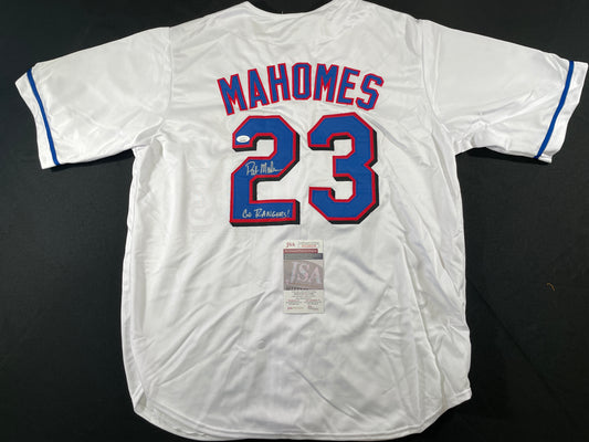 PAT MAHOMES SR. TEXAS RANGERS SIGNED JERSEY w/GO RANGERS XL JSA COA