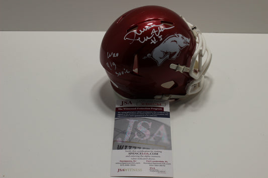 DARREN McFADDEN ARKANSAS RAZORBACKS SIGNED MINI HELMET w/WooPigSooie JSA