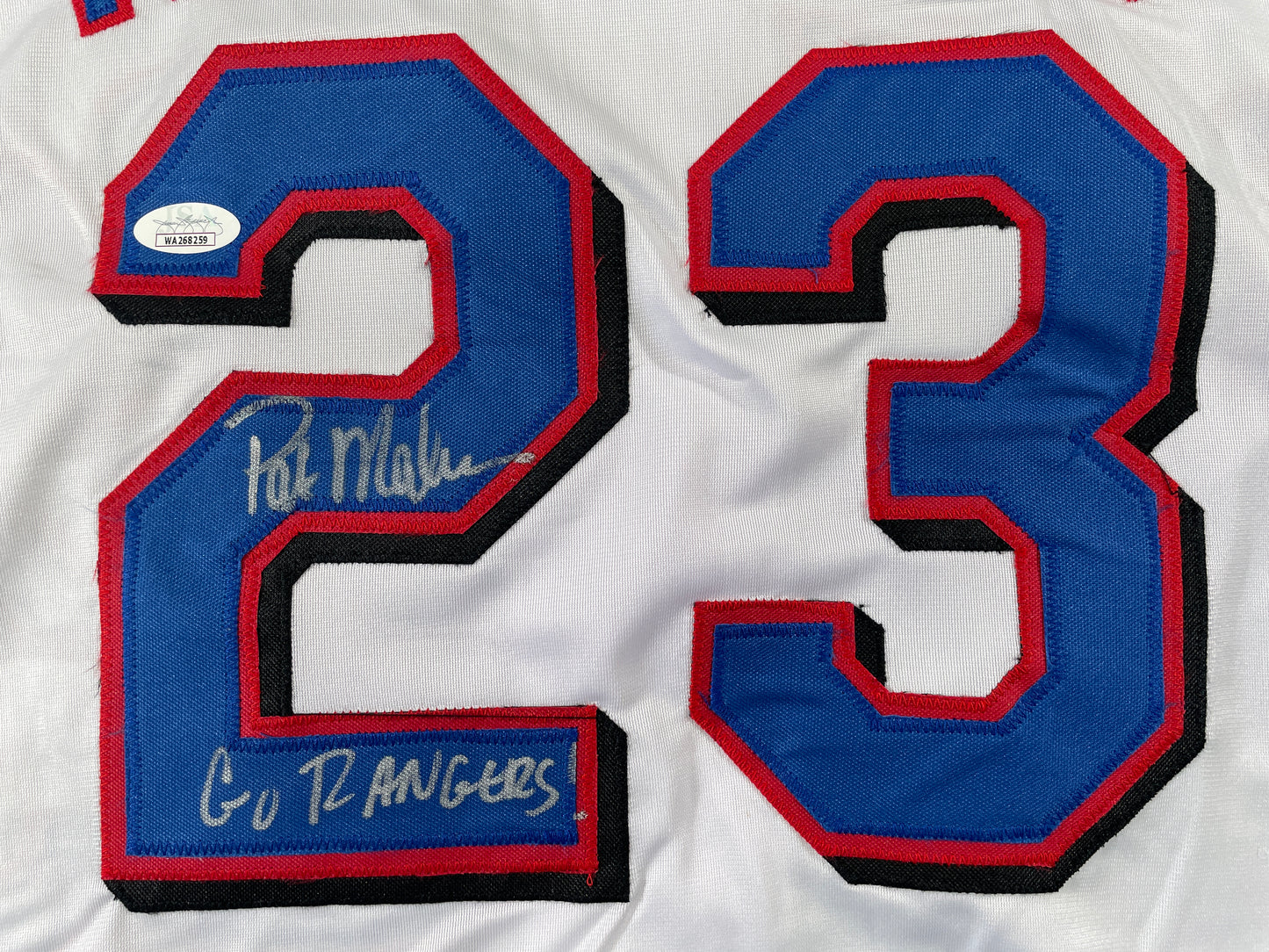 PAT MAHOMES SR. TEXAS RANGERS SIGNED JERSEY w/GO RANGERS XL JSA COA