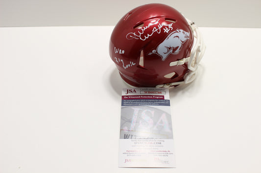 DARREN McFADDEN ARKANSAS RAZORBACKS SIGNED MINI HELMET w/WooPigSooie JSA