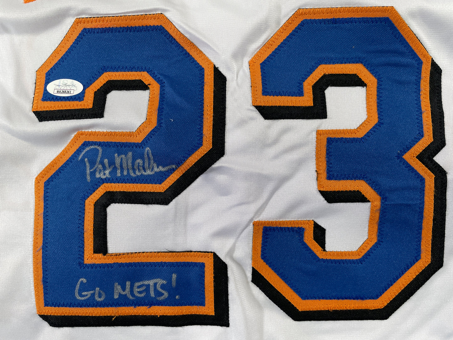 PAT MAHOMES SR. NEW YORK METS SIGNED JERSEY w/GO METS! XL JSA COA