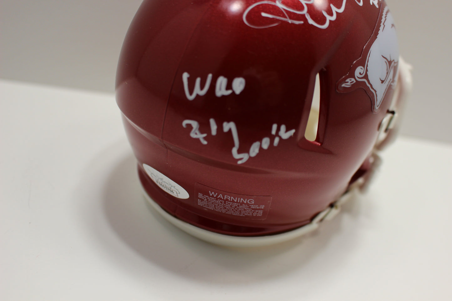 DARREN McFADDEN ARKANSAS RAZORBACKS SIGNED MINI HELMET w/WooPigSooie JSA