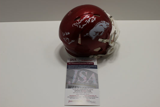 DARREN McFADDEN ARKANSAS RAZORBACKS SIGNED MINI HELMET w/WooPigSooie JSA
