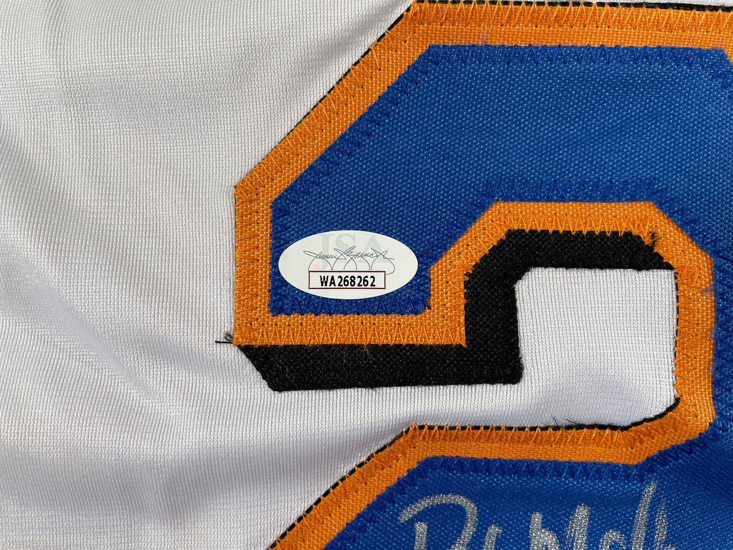 PAT MAHOMES SR. NEW YORK METS SIGNED JERSEY w/GO METS! XL JSA COA