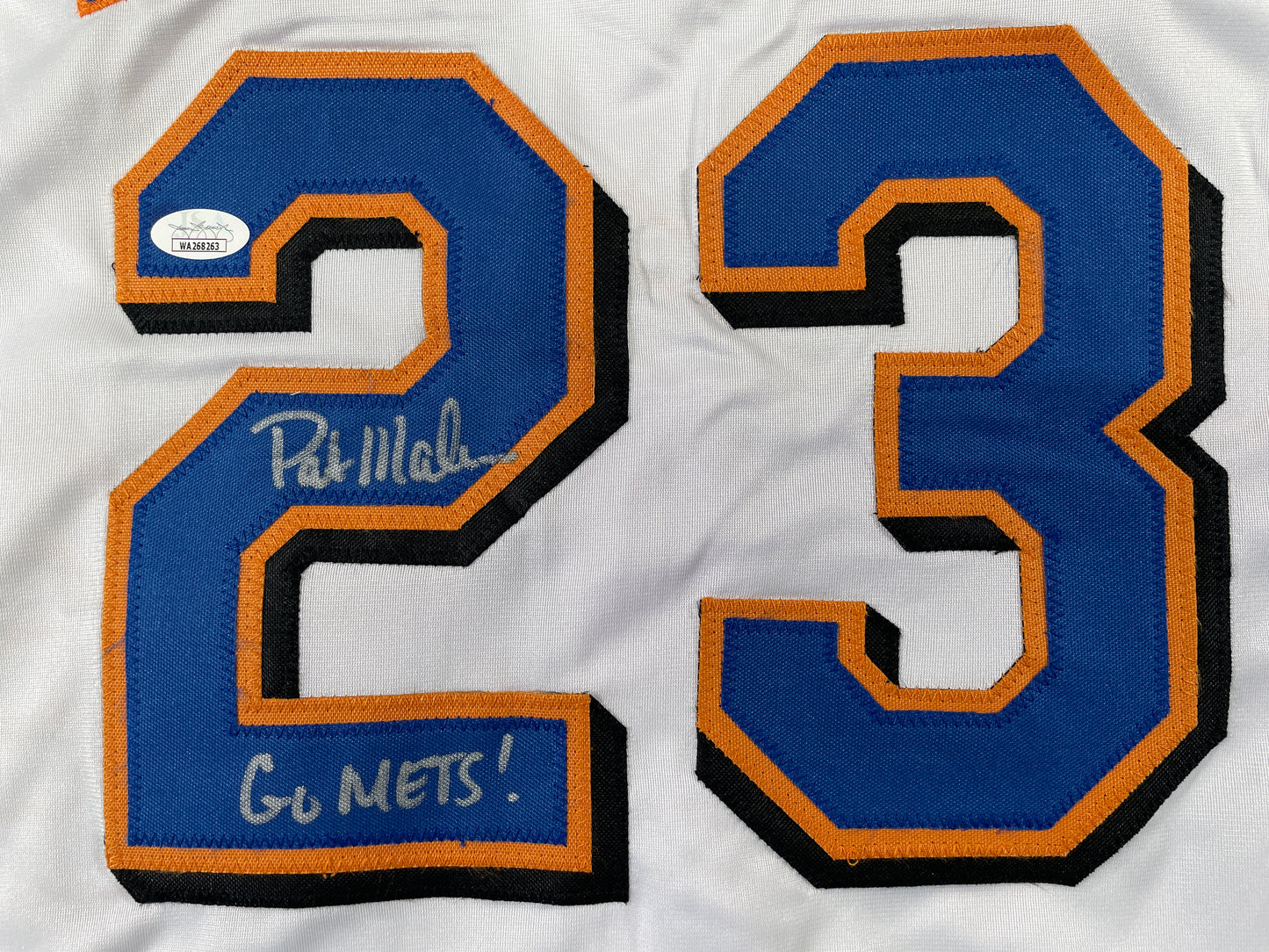 PAT MAHOMES SR. NEW YORK METS SIGNED JERSEY w/GO METS! XL JSA COA
