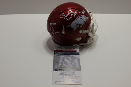 DARREN McFADDEN ARKANSAS RAZORBACKS SIGNED MINI HELMET w/WooPigSooie JSA