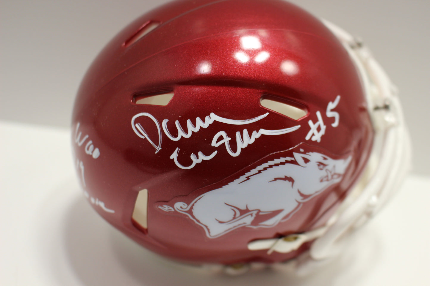 DARREN McFADDEN ARKANSAS RAZORBACKS SIGNED MINI HELMET w/WooPigSooie JSA