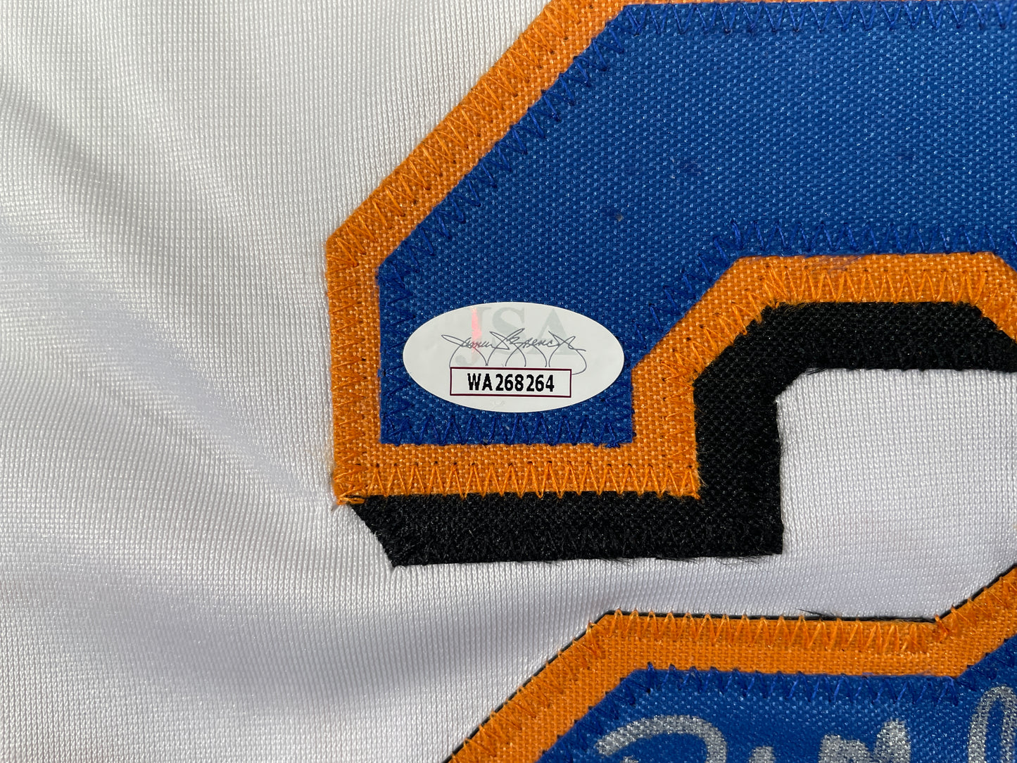 PAT MAHOMES SR. NEW YORK METS SIGNED JERSEY w/GO METS! XL JSA COA