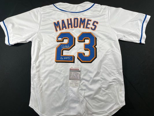 PAT MAHOMES SR. NEW YORK METS SIGNED JERSEY w/GO METS! XL JSA COA