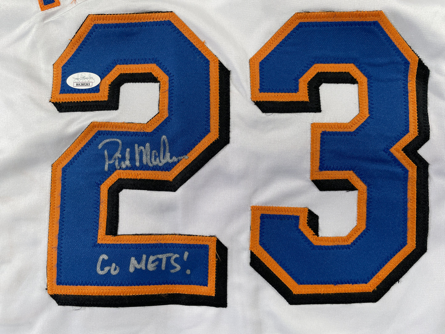 PAT MAHOMES SR. NEW YORK METS SIGNED JERSEY w/GO METS! XL JSA COA
