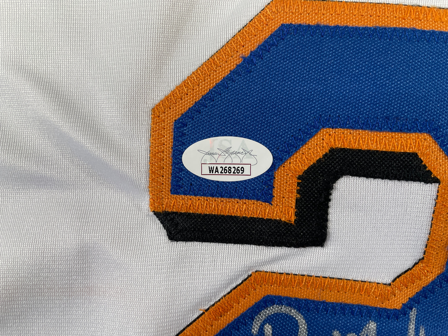 PAT MAHOMES SR. NEW YORK METS SIGNED JERSEY w/GO METS! XL JSA COA