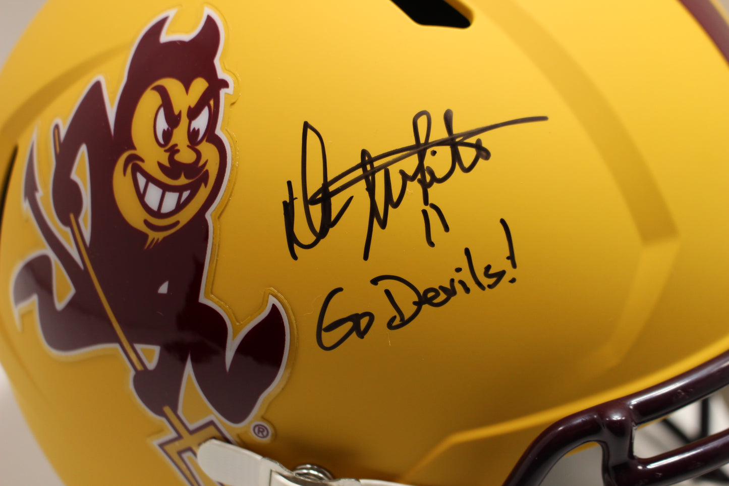 DANNY WHITE SIGNED ARIZONA STATE SUN DEVILS SIGNED FULL SIZE HELMET w/GoDevils Cowboys BAS