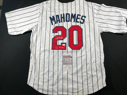 PAT MAHOMES SR. MINNESOTA TWINS SIGNED JERSEY w/GO TWINS! XL JSA COA
