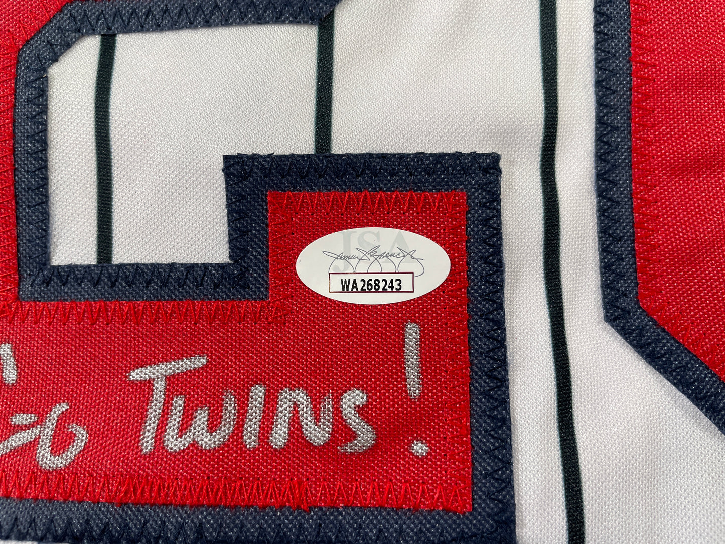 PAT MAHOMES SR. MINNESOTA TWINS SIGNED JERSEY w/GO TWINS! XL JSA COA
