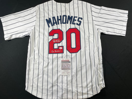 PAT MAHOMES SR. MINNESOTA TWINS SIGNED JERSEY w/GO TWINS! XL JSA COA