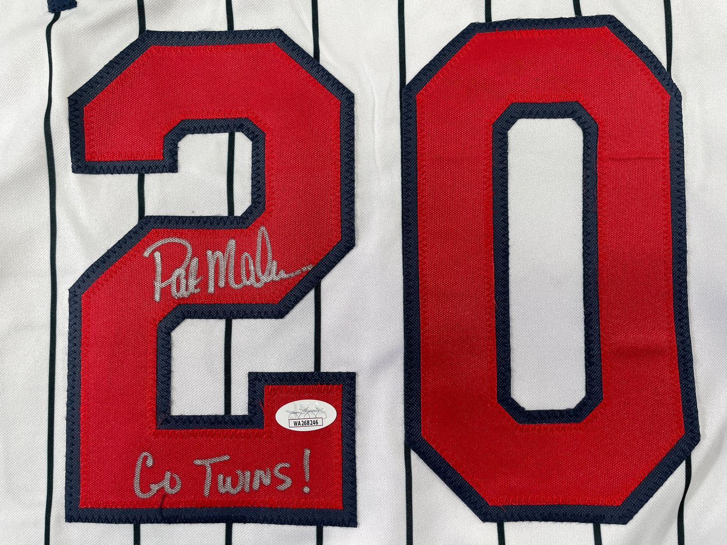 PAT MAHOMES SR. MINNESOTA TWINS SIGNED JERSEY w/GO TWINS! XL JSA COA