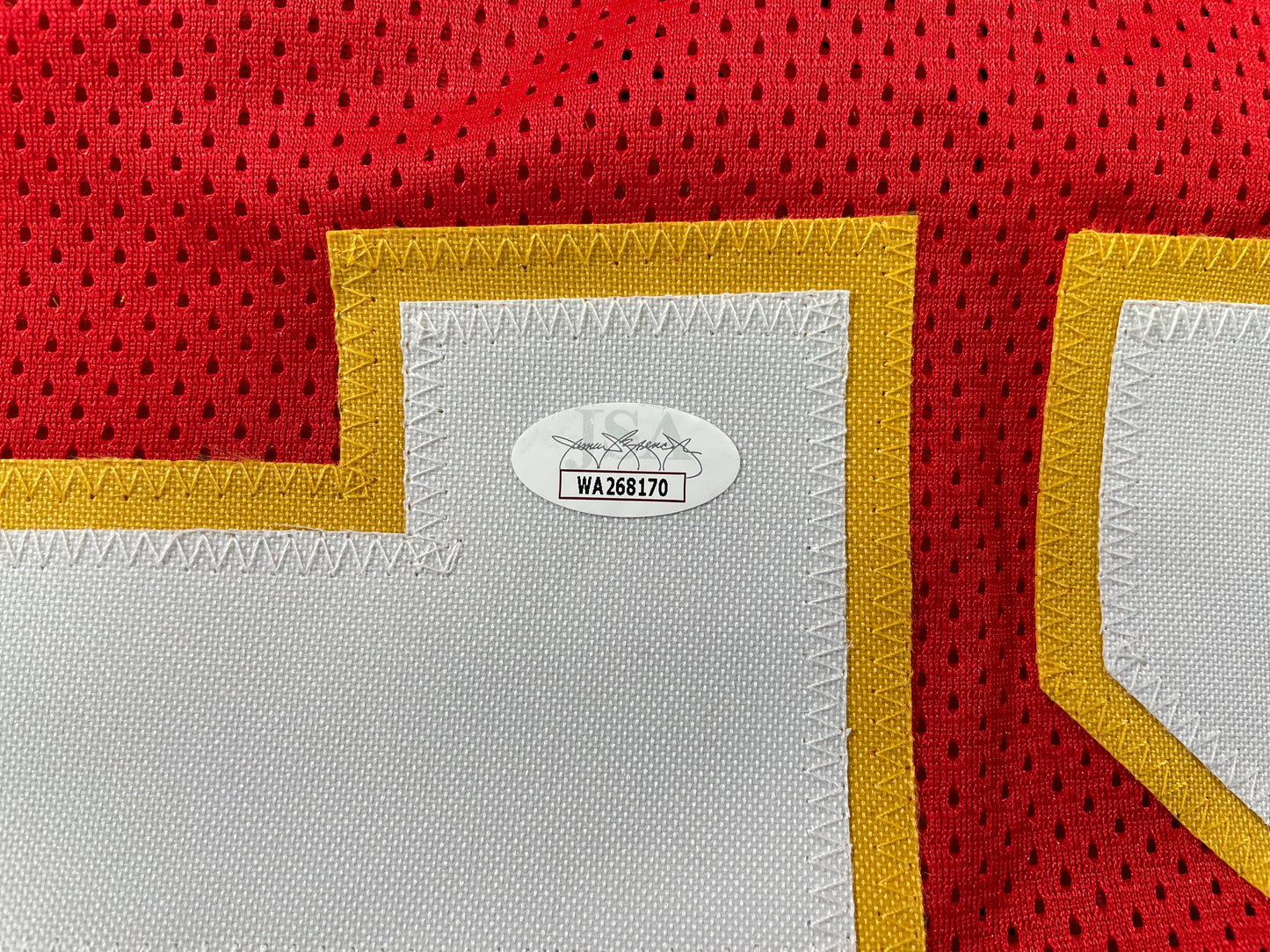 PAT PATRICK MAHOMES SR SIGNED JERSEY KC CHIEFS w/ Who'sYourDaddy Twins JSA COA