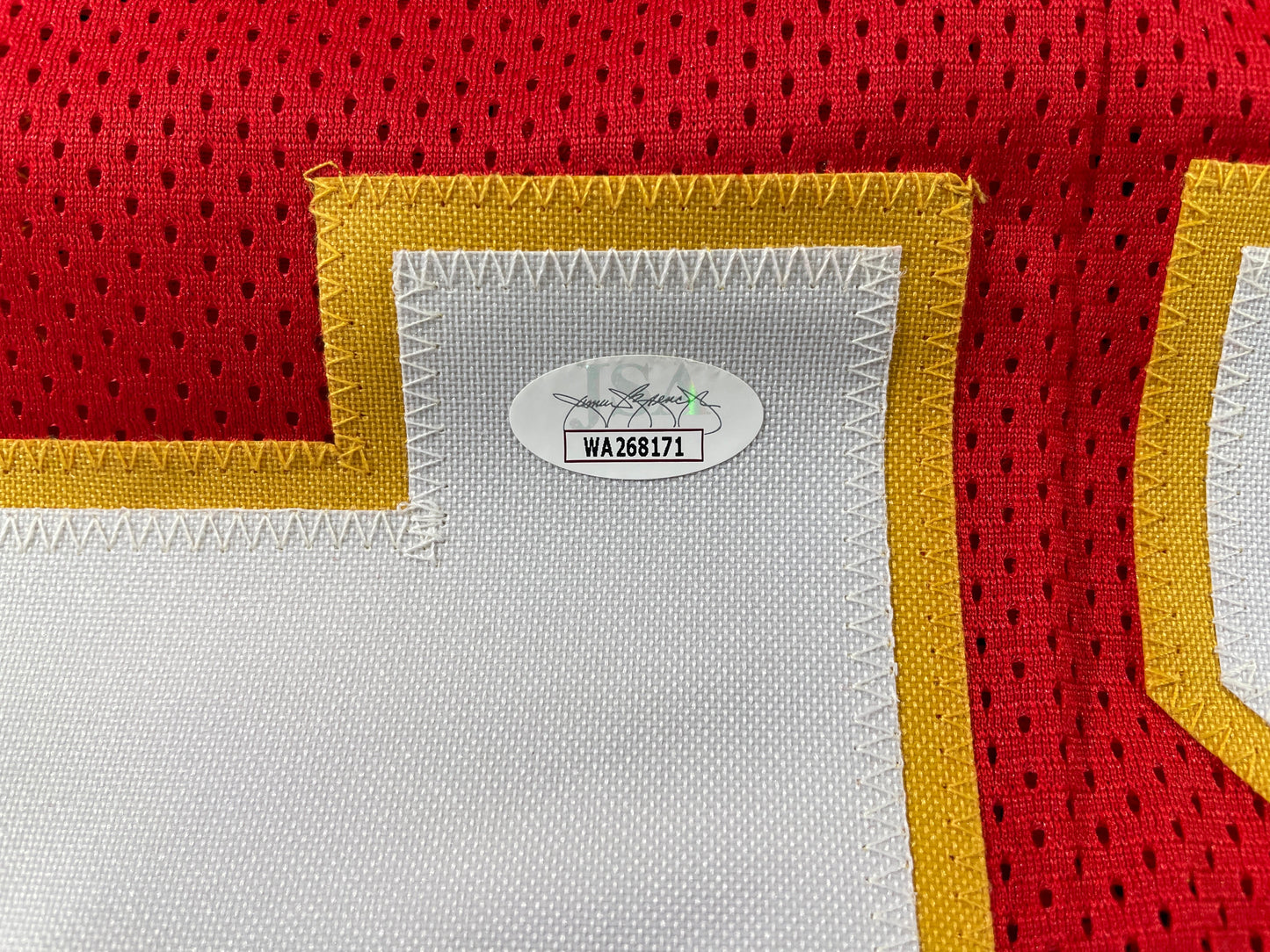 PAT PATRICK MAHOMES SR SIGNED JERSEY KC CHIEFS w/ Who'sYourDaddy Twins JSA COA