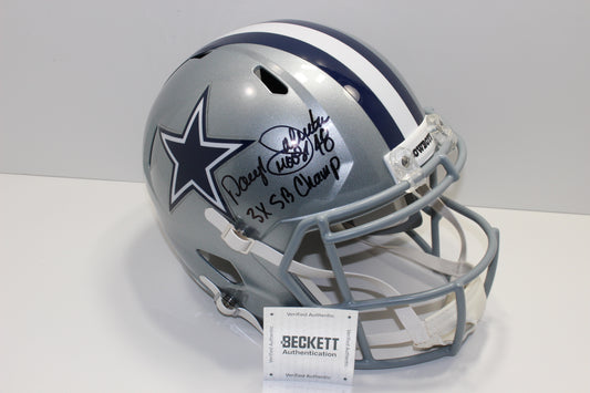 DARYL JOHNSTON SIGNED DALLAS COWBOYS FULL SIZE HELMET w/3xSBChamp BAS